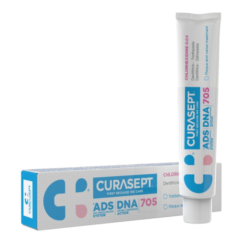 Curasept CURASEPT ADS DNA 705 75ml - pasta do zębów w żelu z chlorheksydyną 0.05% i dodatkiem fluoru — Inhaltsstoffe i ocena