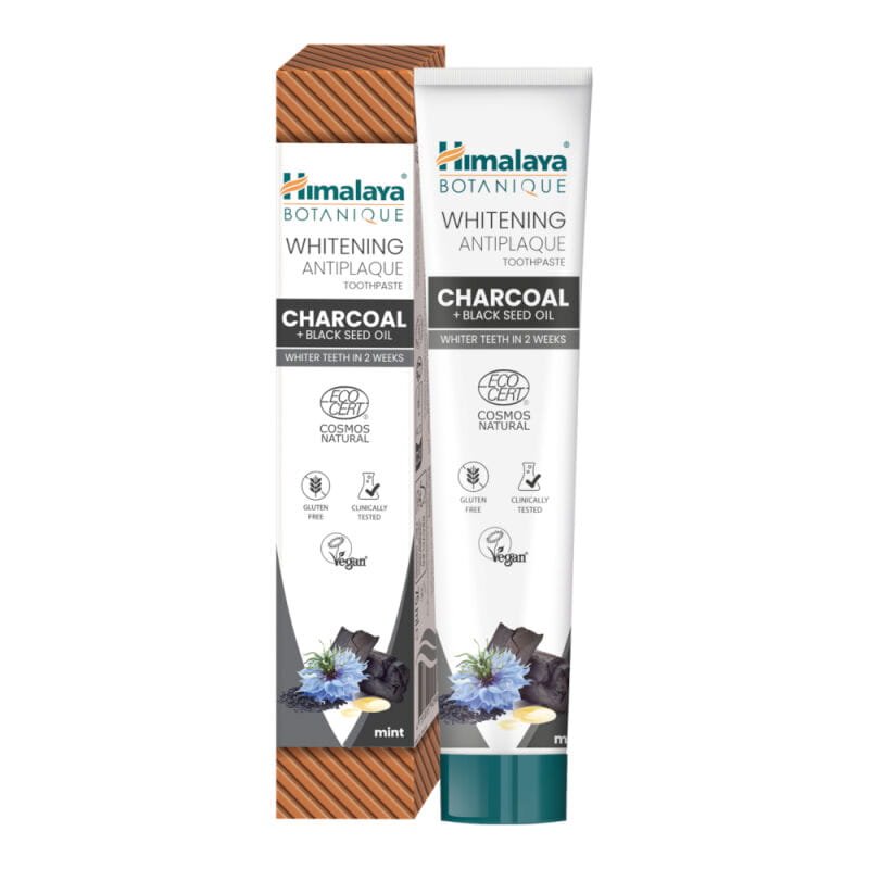 HIMALAYA HIMALAYA Botanique Whitening Antiplaque CHARCOAL 75g - czarna pasta do zębów z aktywnym węglem i olejem z czarnuszki — Inhaltsstoffe i ocena