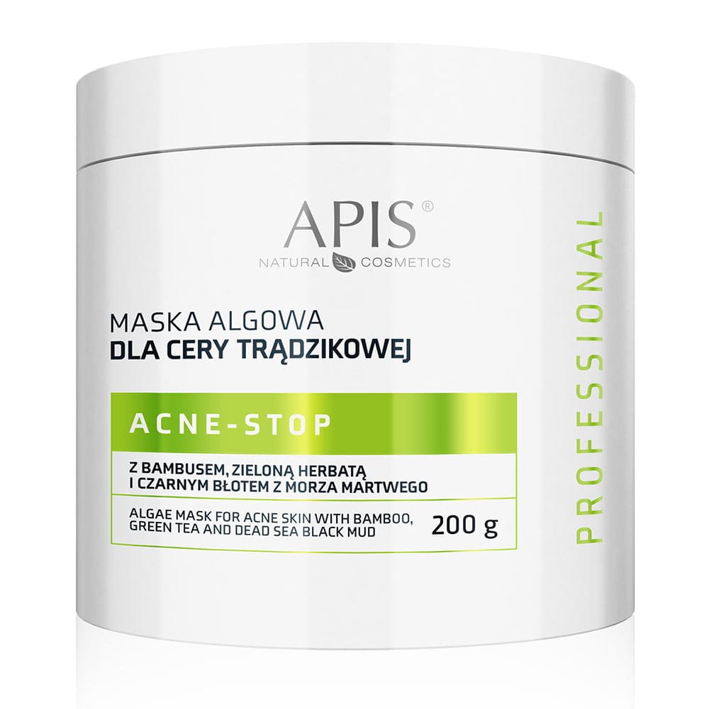 Apis APIS Acne-stop Maska algowa dla cery trądzikowej z bambusem, zieloną herbatą i czarnym błotem z Morza Martwego 200 g — Inhaltsstoffe und Bewertung