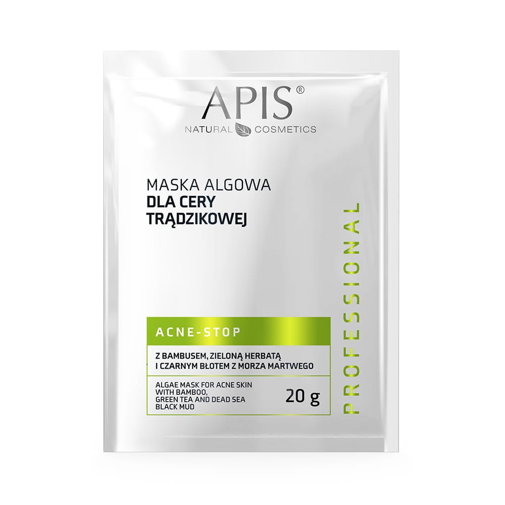 Apis APIS Acne-stop Maska algowa dla cery trądzikowej z bambusem, zieloną herbatą i czarnym błotem z Morza Martwego 20g — Inhaltsstoffe und Bewertung