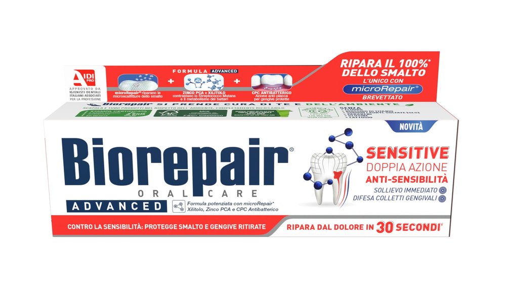 BIOREPAIR Biorepair Sensitive ADVANCE 75ml - pasta o podwójnym działaniu przeciw nadwrażliwości zębowej — Inhaltsstoffe i ocena