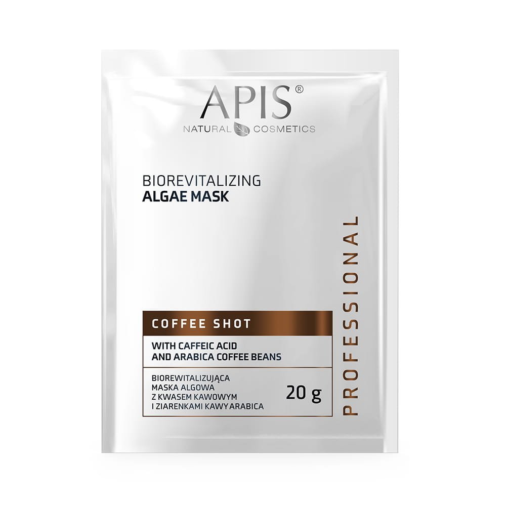Apis APIS COFFEE SHOT Biorewitalizująca maska algowa z kwasem kawowym i ziarenkami kawy Arabica 20 g — Inhaltsstoffe und Bewertung