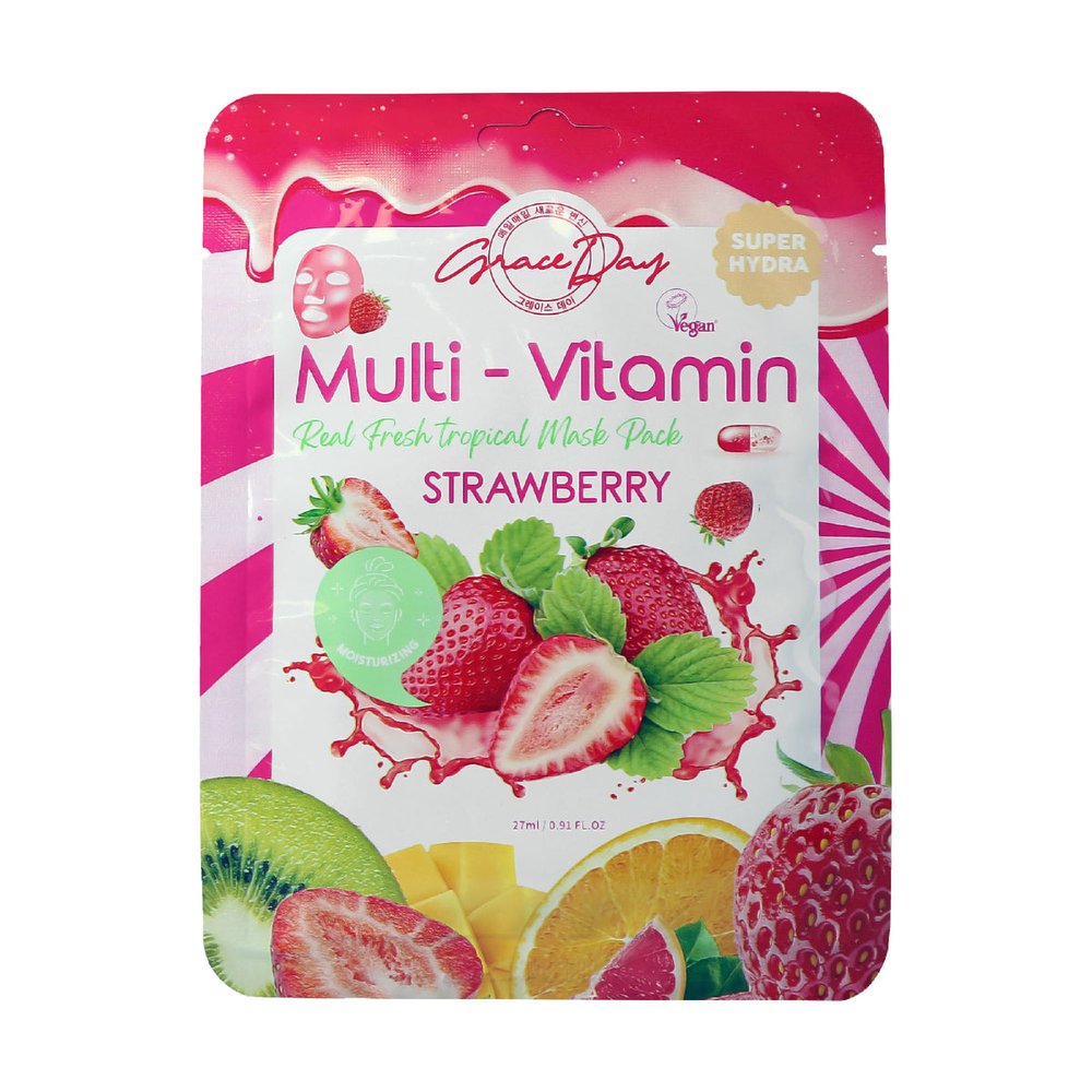 Grace Day GRACE DAY MULTI-VITAMIN Tuchmaske TRUSKAWKA, 27 ml — Inhaltsstoffe i ocena