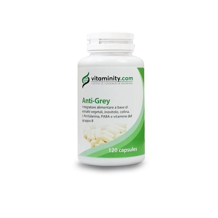 Nieznana Vitaminity Anti Grey Suplement Przeciw Siwieniu Włosów 120kaps. — Inhaltsstoffe und Bewertung