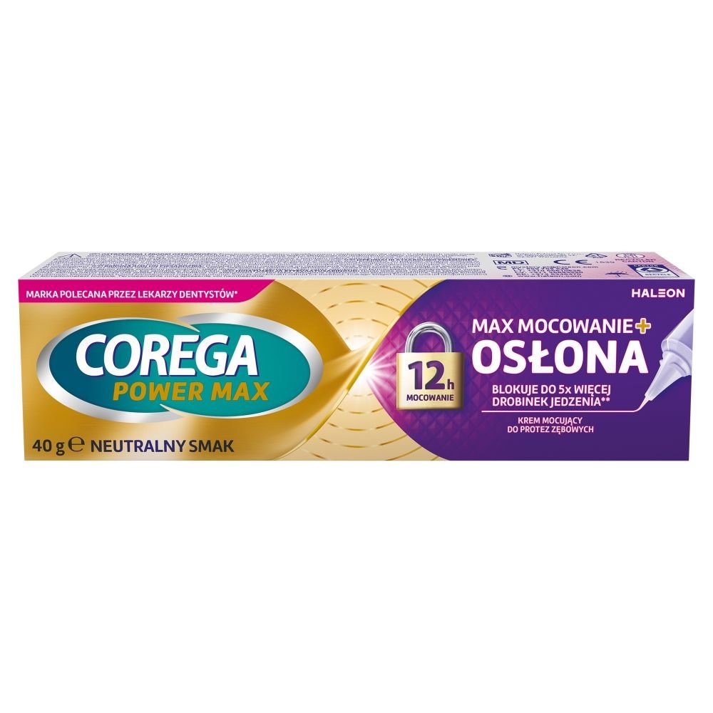 Corega Corega Max MOCOWANIE + OSŁONA, krem mocujący do protez zębowych, 40 g — Inhaltsstoffe i ocena
