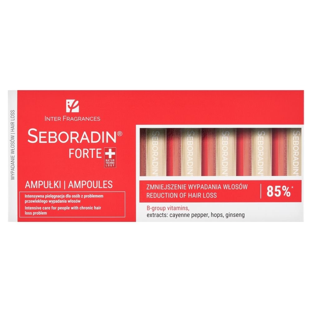 SEBORADIN Seboradin Forte, ampułki przeciw wypadaniu włosów, 14 x 5,5 ml — Inhaltsstoffe i ocena