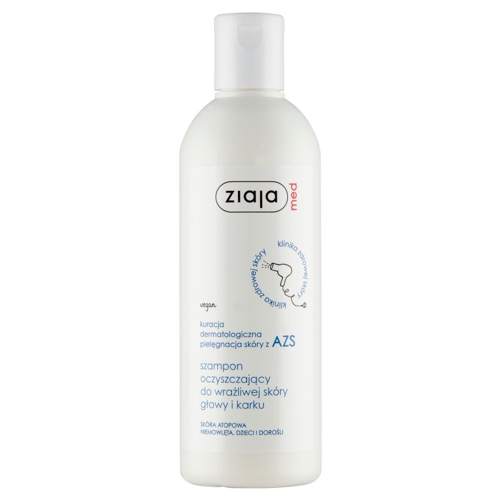 ZIAJA Ziaja Med, Kuracja Dermatologiczna skóry z AZS, szampon oczyszczający do wrażliwej skóry głowy, 300 ml — Inhaltsstoffe i ocena
