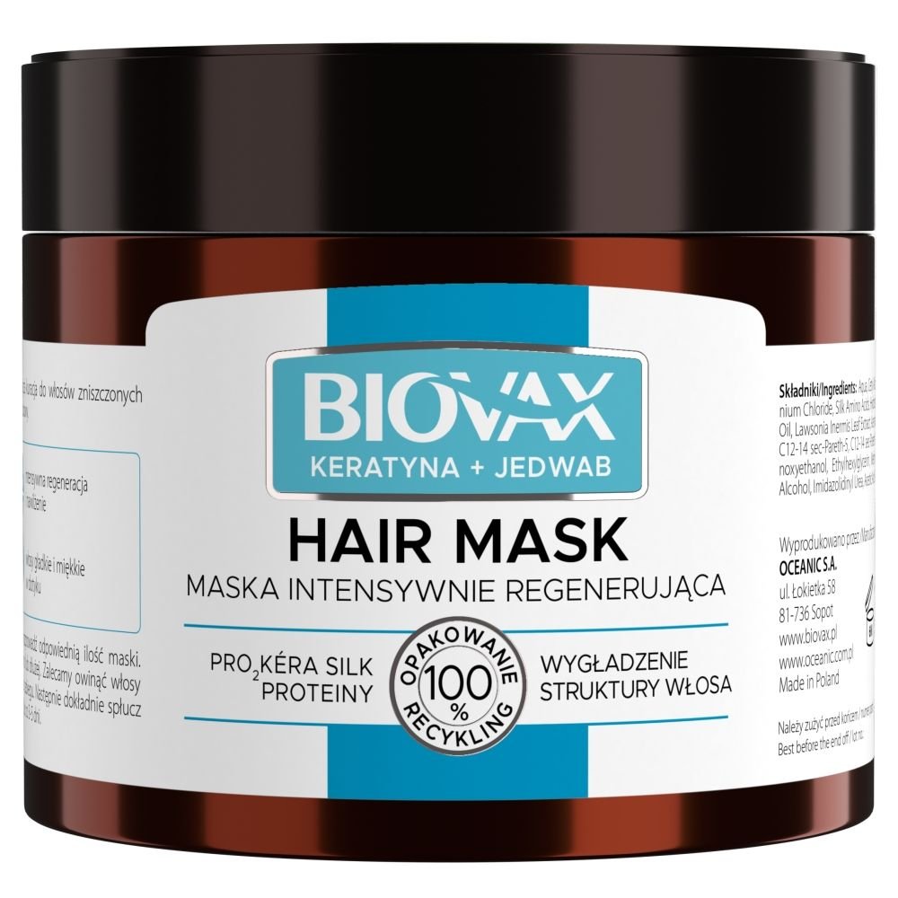 BIOVAX Biovax Keratyna+Jedwab, maska do włosów przesuszonych, puszących się, 250 ml