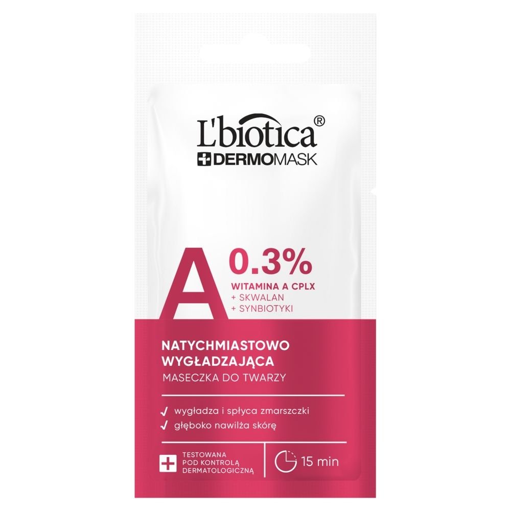 L'BIOTICA L'biotica Dermomask, ekspresowo wygładzająca maska z witaminą A, 8ml