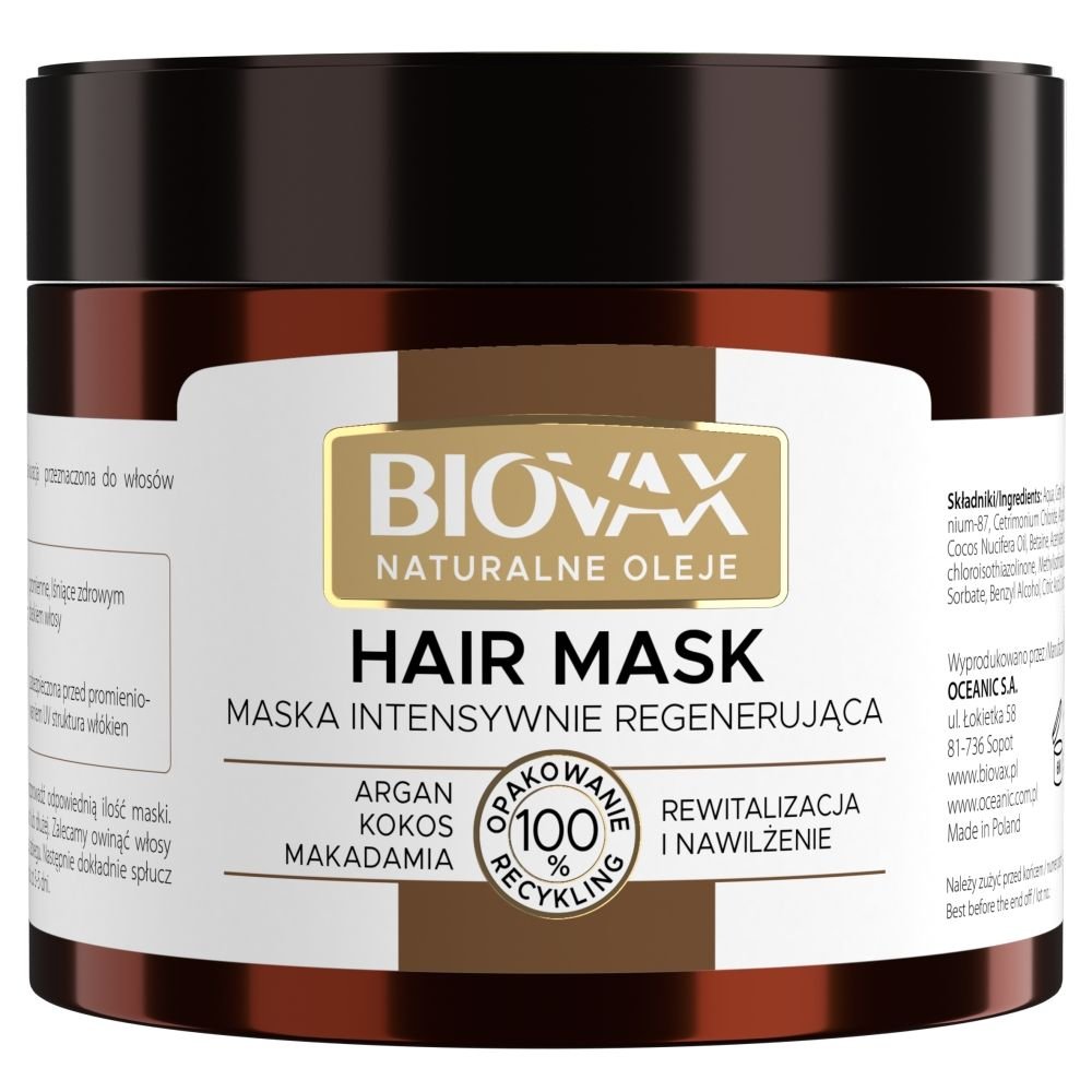 BIOVAX Biovax Argan, Kokos, Makadamia, maska intensywnie regenerująca, 250 ml — Inhaltsstoffe i ocena