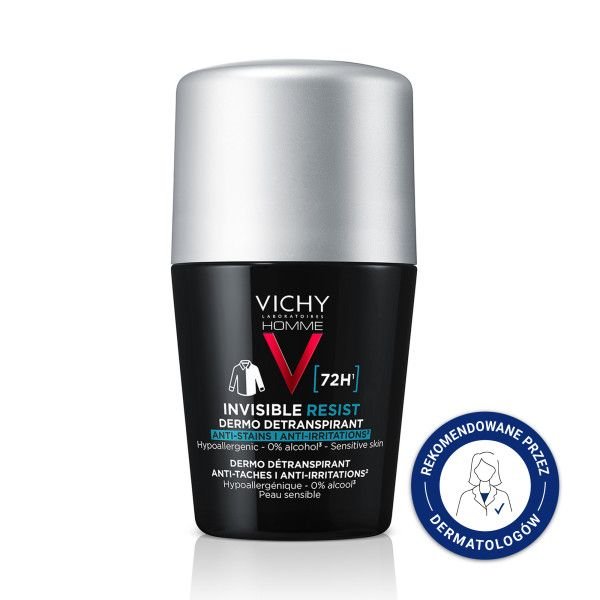 VICHY Vichy Homme Invisible Resist 72 h, antyperspirant przeciw śladom, 50 ml — Inhaltsstoffe i ocena