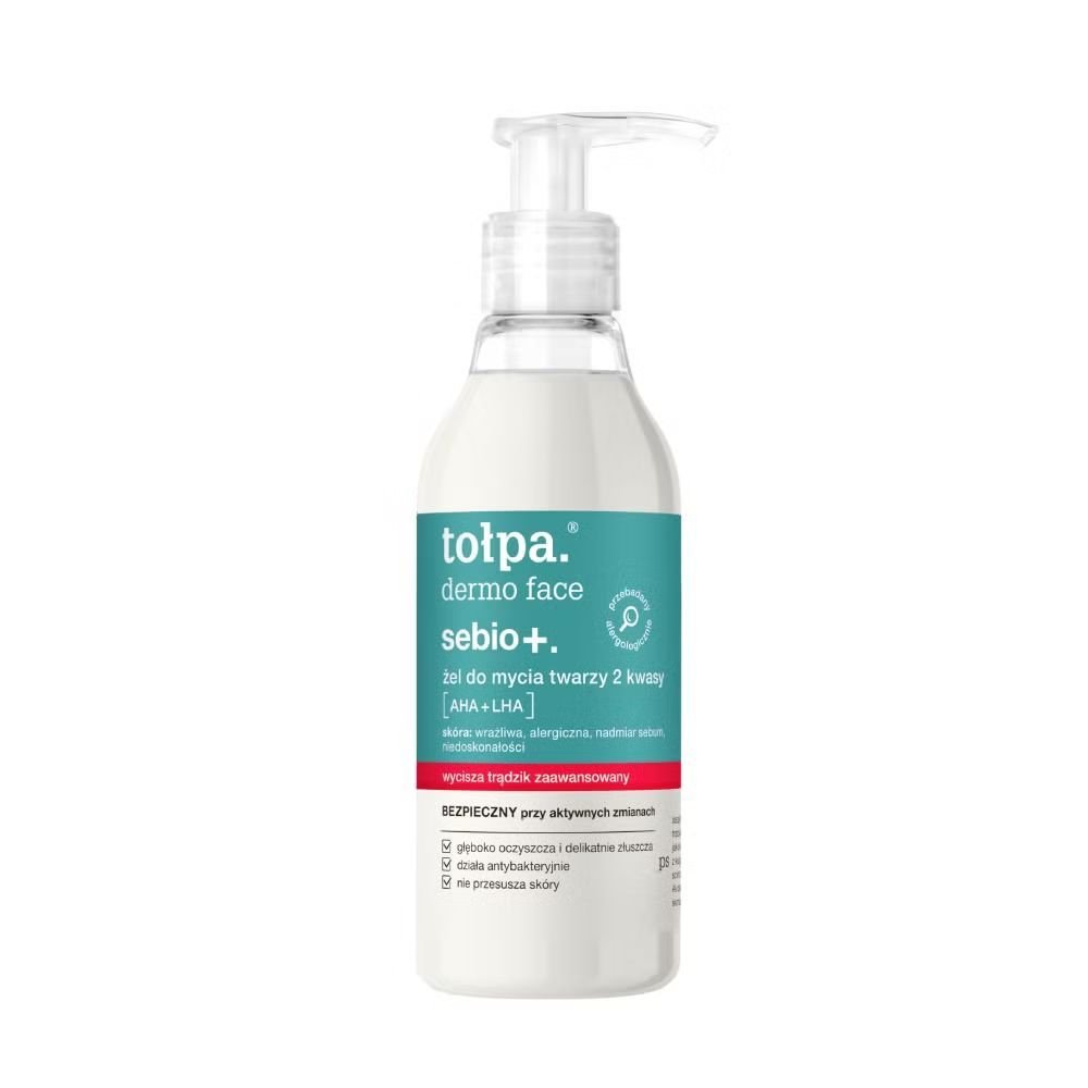 TOŁPA Tołpa Dermo Face Sebio+, żel do mycia twarzy, kwasy AHA+LHA, 195 ml — Inhaltsstoffe i ocena