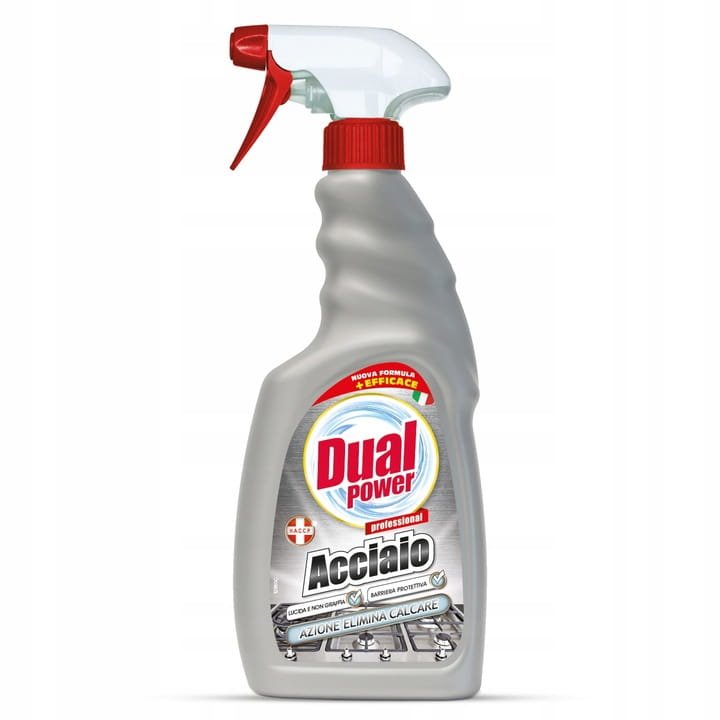 Dual Dual Power Acciaio 500 ml – włoski spray do czyszczenia stali nierdzewnej i powierzchni metalowych