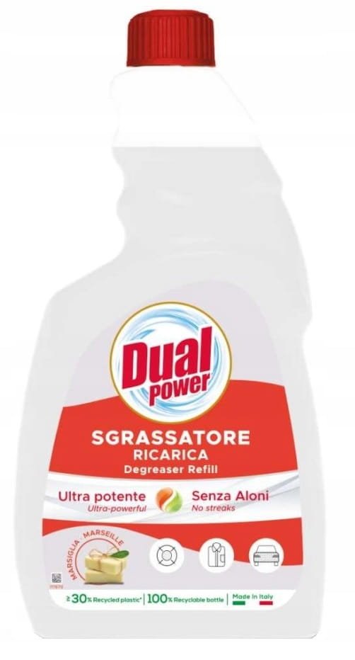 Dual Dual Power Sgrassatore Ricarica Degreaser Refill 750 ml – włoski odtłuszczacz w ekologicznym opakowaniu uzupełniającym — Inhaltsstoffe i ocena