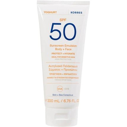 KORRES Korres Yoghurt Sunscreen Emulsion Body + Face SPF50 - Emulsion schützend mit Lichtschutzfaktor für Gesicht und Körper 200ml — Inhaltsstoffe und Bewertung